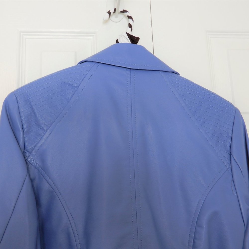 Suzy Shier Light blue faux leather motorcycle jacket in Size XS - Picture 7 of 13
